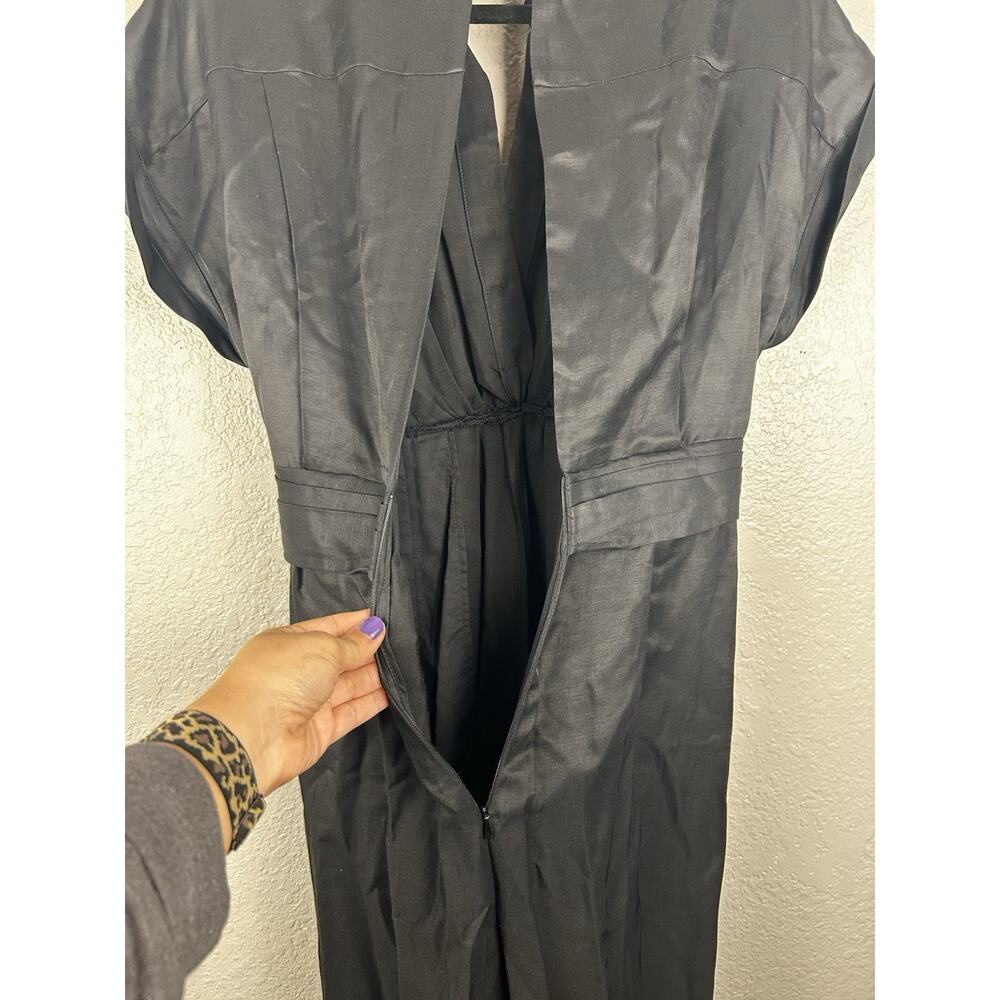SANDRO Tenerife Jumpsuit EU 36 US 4 Short Sleeve Pleated V Neck Black - Picture 14 of 16